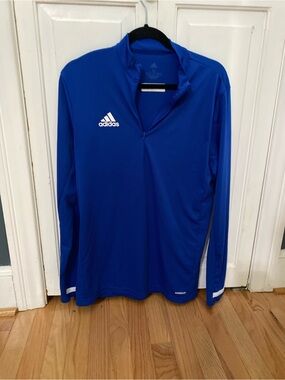 adidas Royal Blue Long-Sleeve Quarter-Zip Pullover